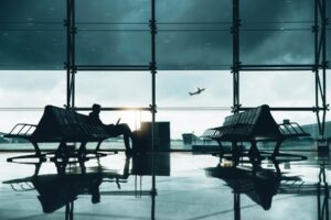 Man waiting at an airport.