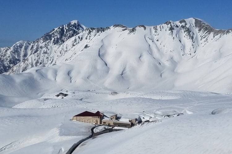Scenic view of Murodo Mountain Base along the Tateyama Kurobe Alpine Route