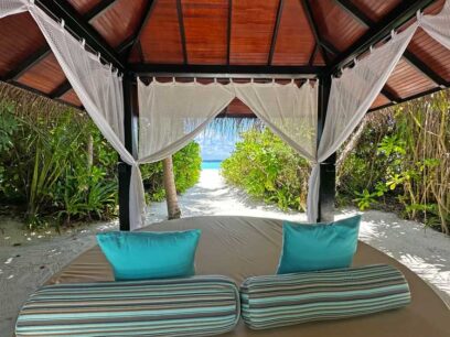 Beach villas include a private lounger. Photo by Janna Graber